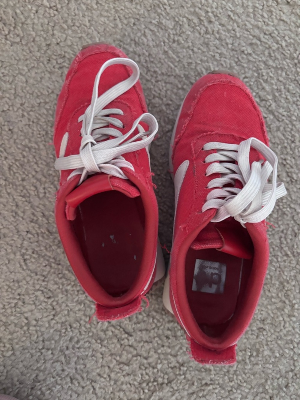 Dolce Vita Coral-Red Canvas Athletic Sneakers with White Laces